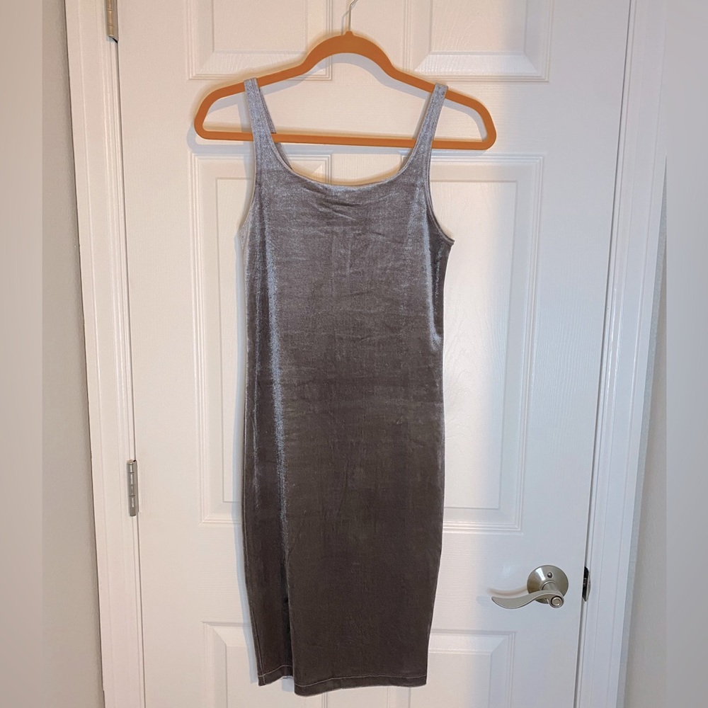 Zara Gray Velvet Mini Dress Size S